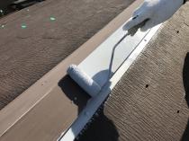 横浜市戸塚区I様邸屋根塗装施工中画像