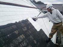 横浜市戸塚区I様邸屋根下塗り1回目