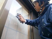 横浜市鶴見区K様邸外壁塗装後窓水拭き