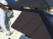 横浜市戸塚区P様邸屋根塗装施工中