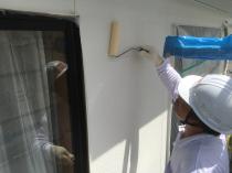 横浜市栄区K様邸ダイヤモンドコート外壁塗装施工中