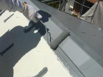 横浜市栄区K様邸サーモアイ4F屋根塗装中