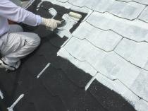 横浜市栄区K様邸サーモアイ4F屋根塗装中