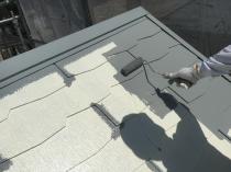 横浜市栄区K様邸サーモアイ4F屋根塗装中