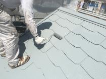 横浜市栄区K様邸サーモアイ4F屋根塗装中