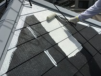 横浜市戸塚区K様邸屋根塗装サーモアイ4F施工中