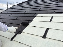 横浜市戸塚区K様邸屋根塗装サーモアイ4F施工中