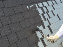 横浜市保土ヶ谷区F様邸屋根上塗り１回目　