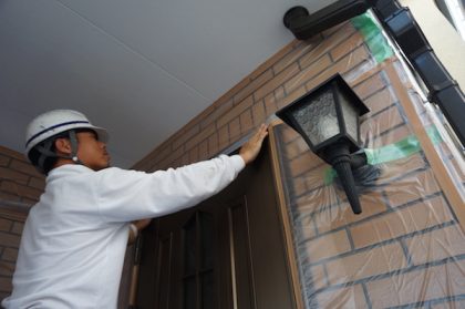 外壁前養生作業