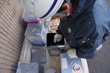 外壁塗装作業準備風景