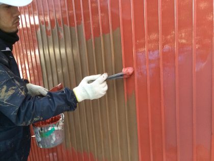 鉄部の錆止め作業
