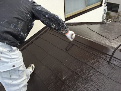 下屋根上塗り