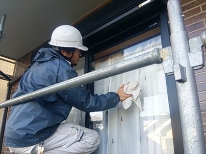 工事完了前窓清掃