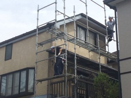 横浜市戸塚区外壁塗装足場高所作業
