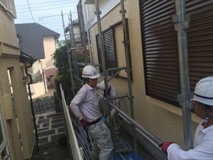 横浜市補修工事足場解体作業