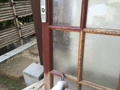 玄関格子戸塗装