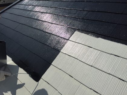 屋根上塗り1回目