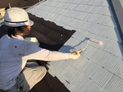 屋根塗装下塗り作業