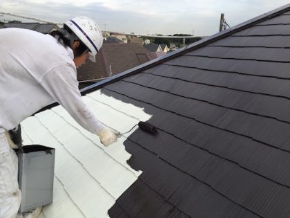 屋根塗装上塗り1回目