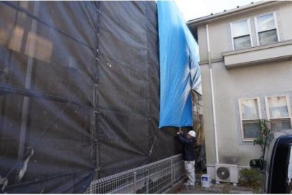 外壁塗装　横浜市　金沢区　メッシュシート