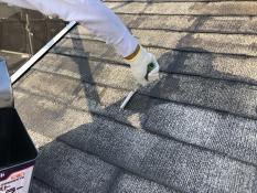 横浜市保土ヶ谷区G様邸サーモアイ４F屋根塗装下塗り１回目