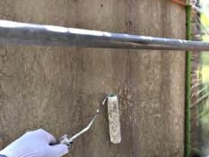 横浜市戸塚区H様邸塀塗装下塗り