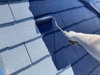 横浜市緑区T様邸スーパーシャネツサーモF屋根塗装上塗り1回目